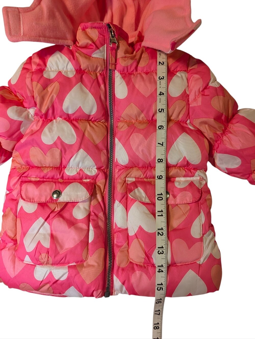 Berkley Jensen Kids Pink Heart Puffer Jacket Hooded Winter Coat Size 2T - Picture 6 of 13